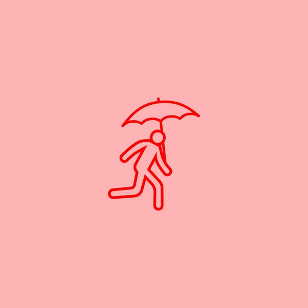 Silhouette Running Man Umbrella Simple Icon — Stock Vector