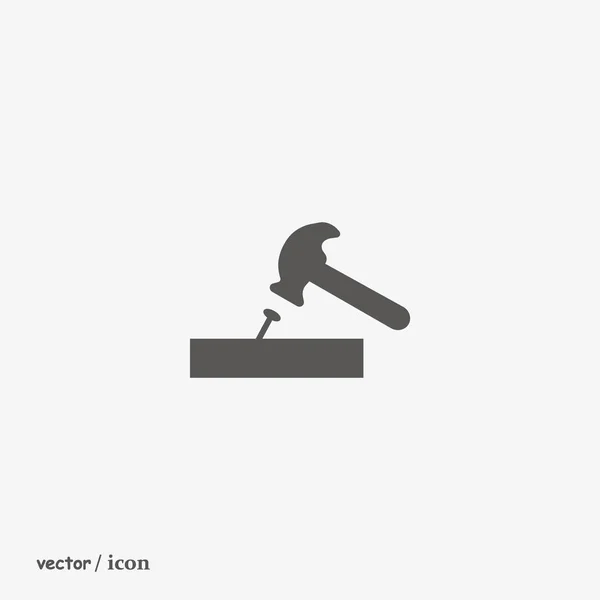 Hammer Trifft Nagel Flach Symbol Vektor Illustration — Stockvektor