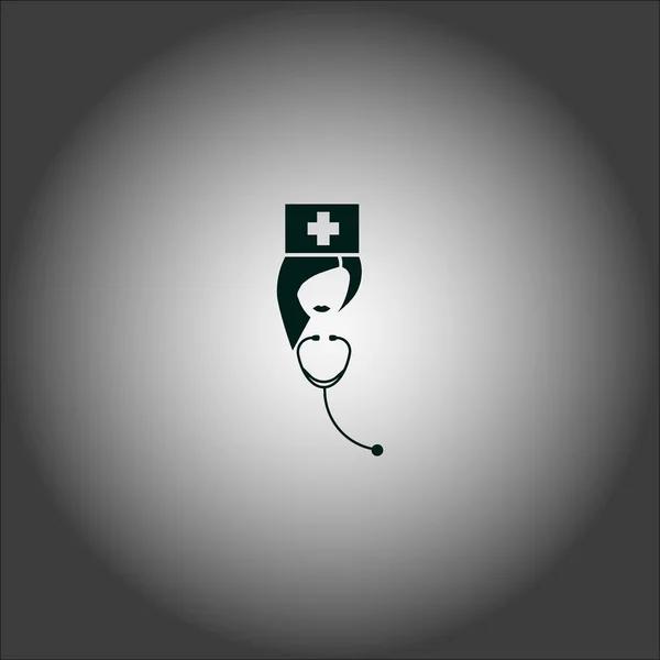 Avatar Enfermera Con Estetoscopio Icono Plano Vector Ilustración — Vector de stock