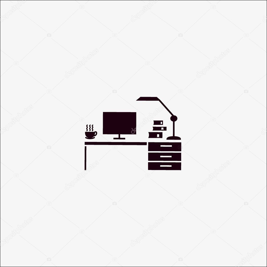 Working place with laptop, vector illustration