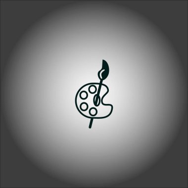 Ressam paleti fırça düz simgesi, vektör, illüstrasyon 