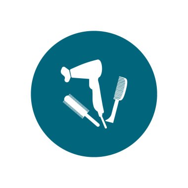 minimalist vektör simgesi saç kurutma makinesi ve fırçalar