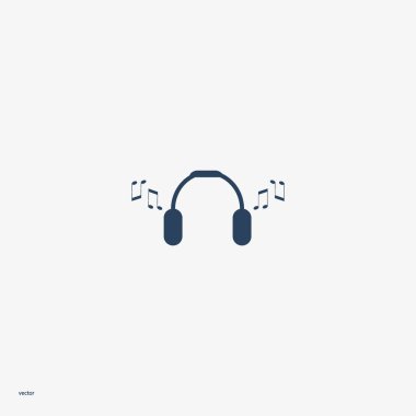 kulaklık yassı simgesi, vektör, illüstrasyon 