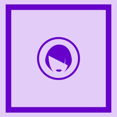 kadın baş kısa saç modeli ile minimalist vektör simgesi