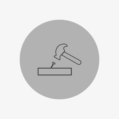 isabet tırnak düz simgesi, vektör, illüstrasyon çekiç