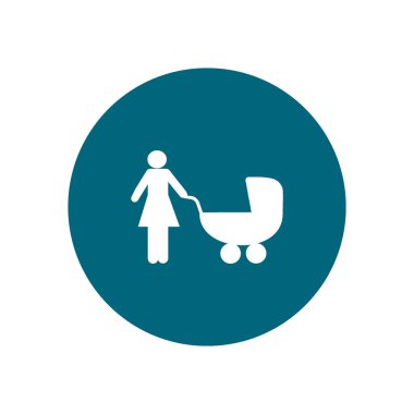 Anne Bebek arabası ile ayakta vektör simgesi