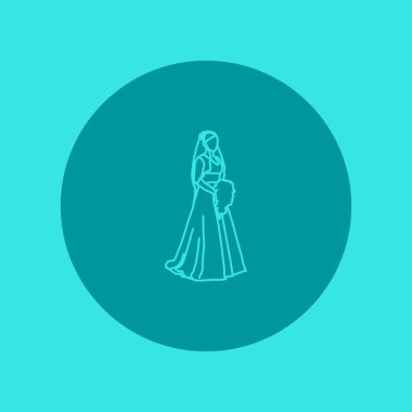 gelinlik giyen gelinin minimalist vektör simgesi