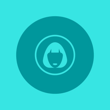 kadın baş kısa saç modeli ile minimalist vektör simgesi