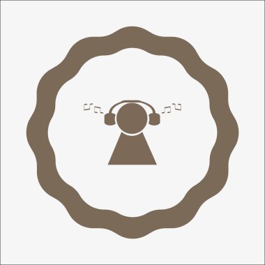 kulaklık yassı simgesi, vektör, illüstrasyon 