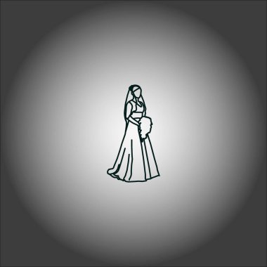 gelinlik giyen gelinin minimalist vektör simgesi