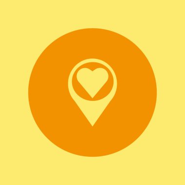 Kalp yassı simgesi, vektör illüstrasyonu 