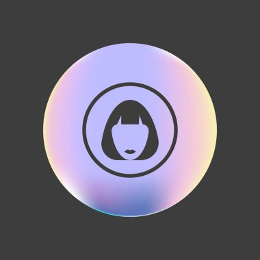 kadın baş kısa saç modeli ile minimalist vektör simgesi