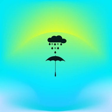 şemsiye ve yağış vektör çizim simgesi