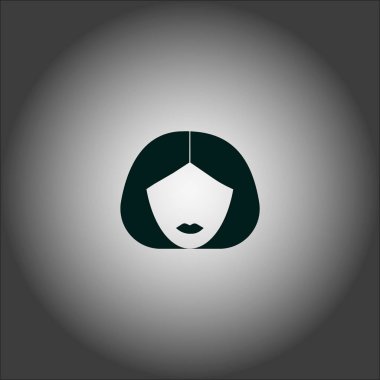 kadın baş kısa saç modeli ile minimalist vektör simgesi