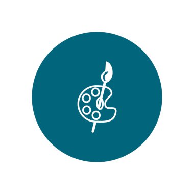 Ressam paleti fırça düz simgesi, vektör, illüstrasyon 