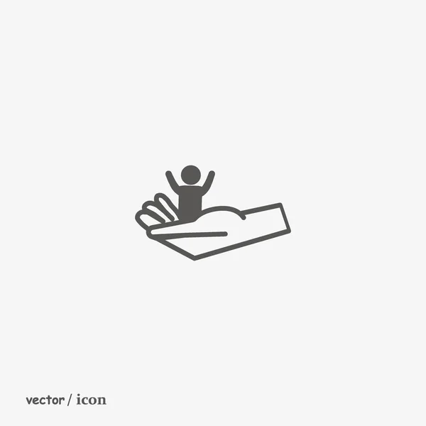 Hand Holding Kid Motherhood Concept Vector Icon — Stock Vector