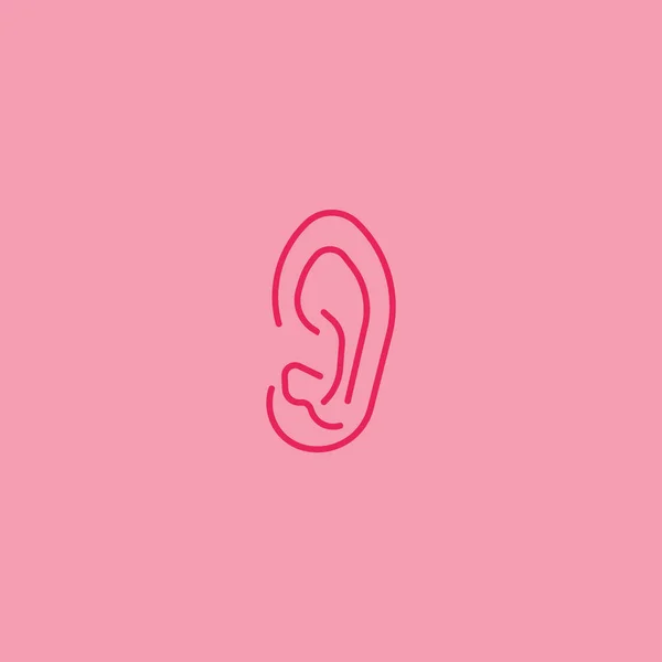 Human Ear Flat Icon Vector Illustration — Stock Vector