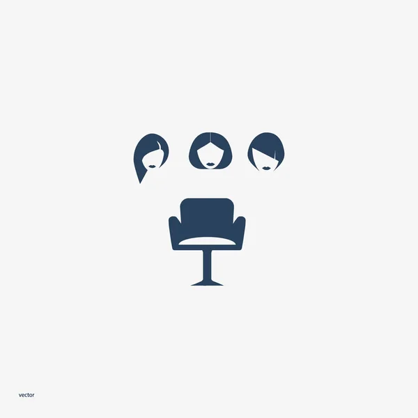 Minimalistic Vector Illustration Hairdresser Chair Various Hairstyles — Stock Vector