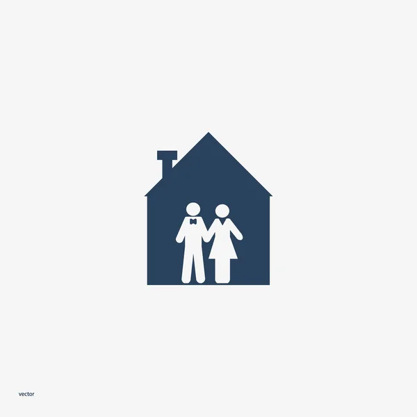 Man Woman Standing Together Vector Icon — Stock Vector