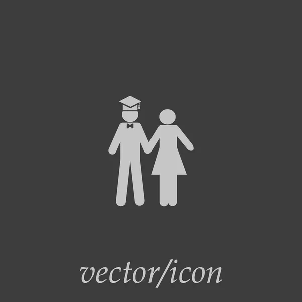 Minimalistische Vector Pictogram Van Bachelor Man Vrouw Samen — Stockvector