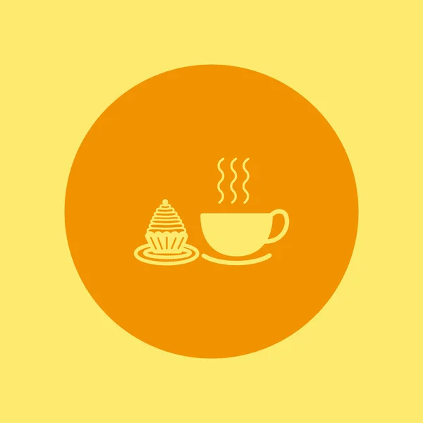 Stück Kuchen Und Tasse Tee Vektorillustration — Stockvektor