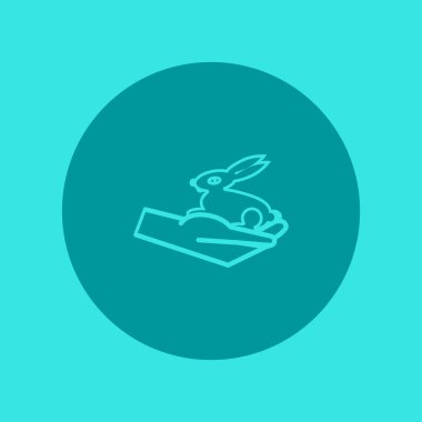 Bunny el düz simgesi, vektör çizim
