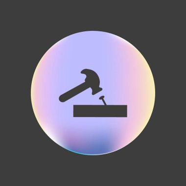 isabet tırnak düz simgesi, vektör, illüstrasyon çekiç