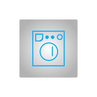 çamaşır makinesi düz simgesi, vektör, illüstrasyon