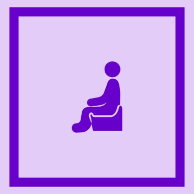 Erkek avatar oturma sandalye düz simgesi, vektör, illüstrasyon  