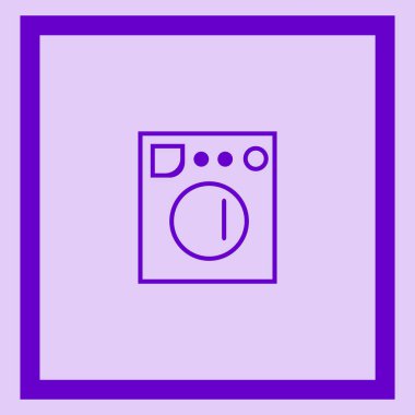 çamaşır makinesi düz simgesi, vektör, illüstrasyon