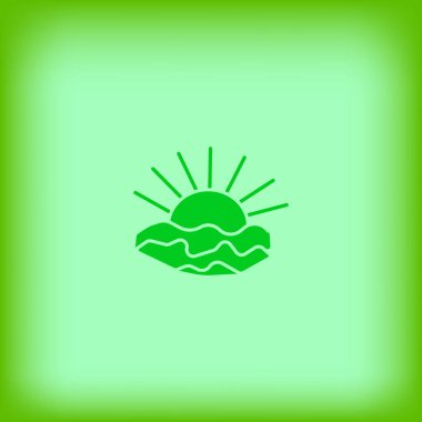 Sunset Bulvarında deniz dalgaları düz stil ikonu, vektör çizim 