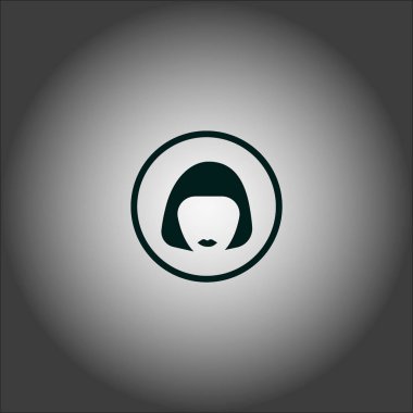 kadın baş kısa saç modeli ile minimalist vektör simgesi