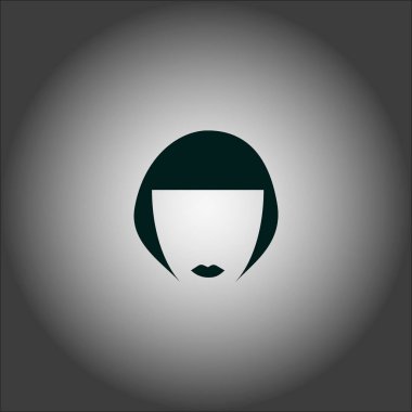 kadın baş kısa saç modeli ile minimalist vektör simgesi