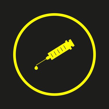 Tıbbi şırınga düz simgesi, vektör, illüstrasyon 