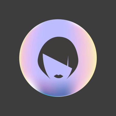 kadın baş kısa saç modeli ile minimalist vektör simgesi