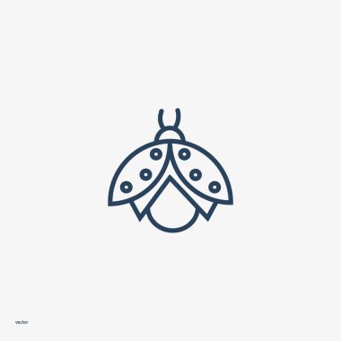 uğur böceği düz simgesi, vektör, illüstrasyon 