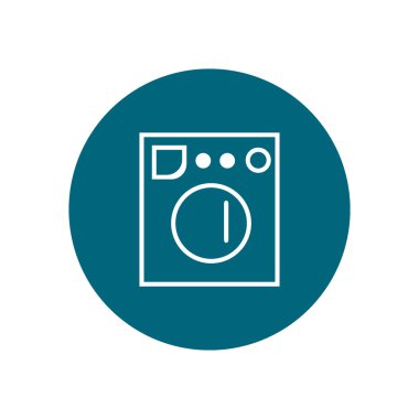 çamaşır makinesi düz simgesi, vektör, illüstrasyon