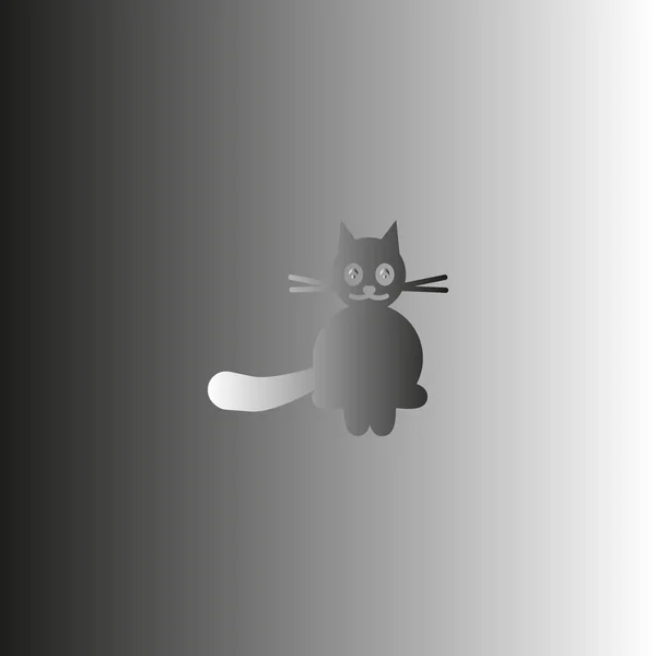 Icono Vectorial Minimalista Gato Amigable Divertido — Vector de stock