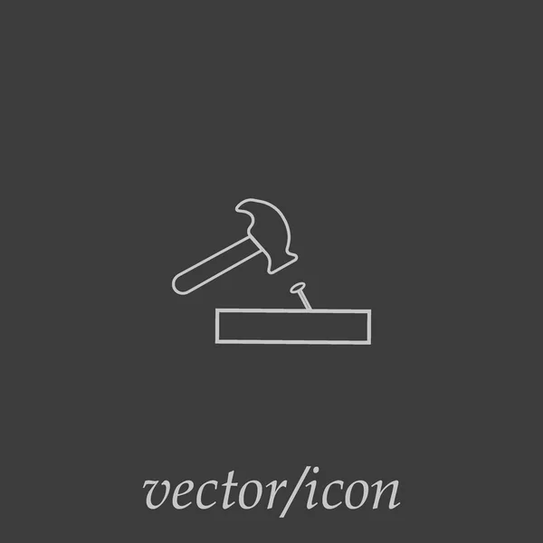 Hammer Trifft Nagel Flach Symbol Vektor Illustration — Stockvektor