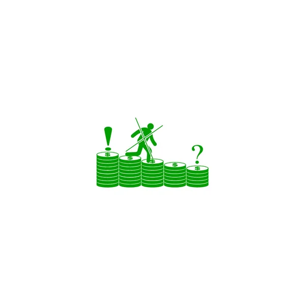 Hombre Corriendo Largo Monedas Apila Icono — Vector de stock