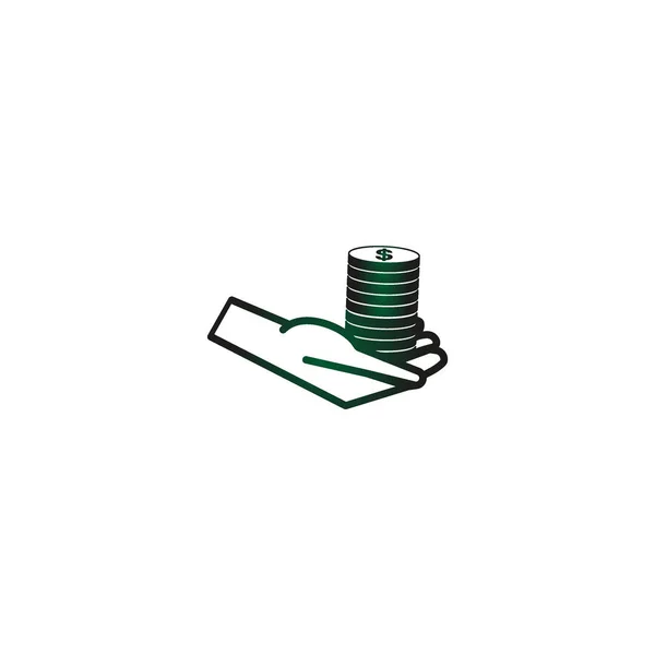 Mano Con Monedas Icono Plano Vector Ilustración Concepto Caridad — Vector de stock