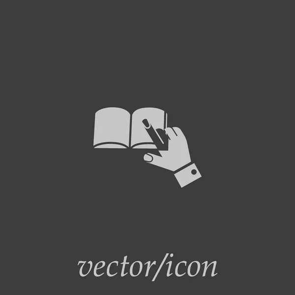 Mano Apuntando Libro Icono Simple — Vector de stock