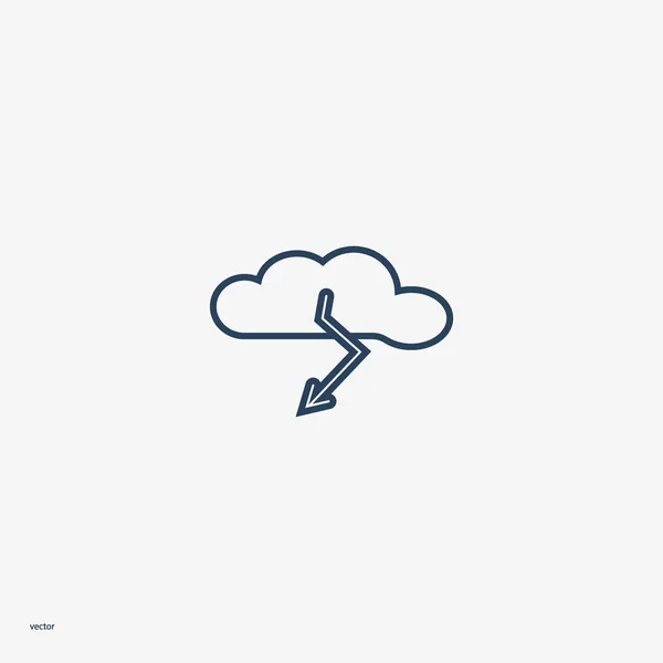 Cloud Met Bliksem Platte Pictogram Vector Illustratie — Stockvector
