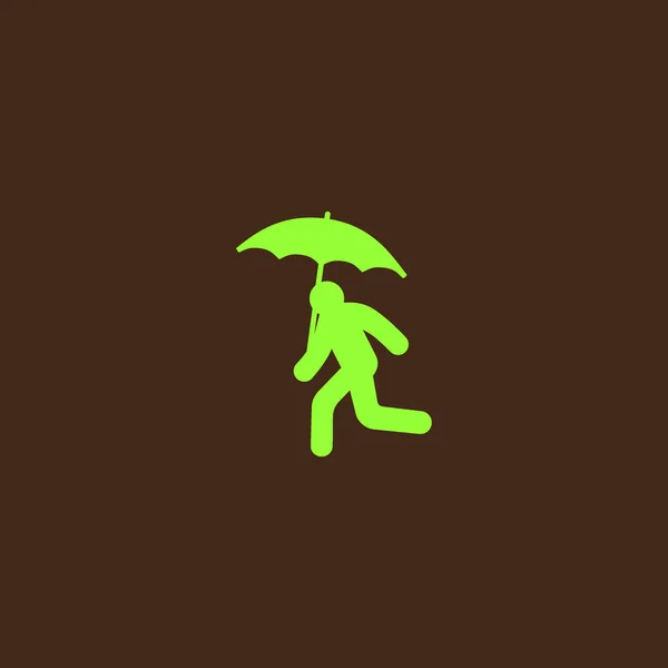 Person Läuft Mit Regenschirm Vektor Illustration — Stockvektor