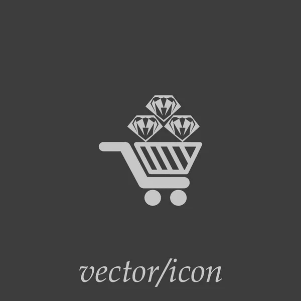 Minimalistische Ikone Des Warenkorbs Mit Diamanten Vektorillustration — Stockvektor