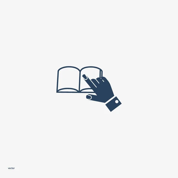 Mano Apuntando Libro Icono Simple — Vector de stock