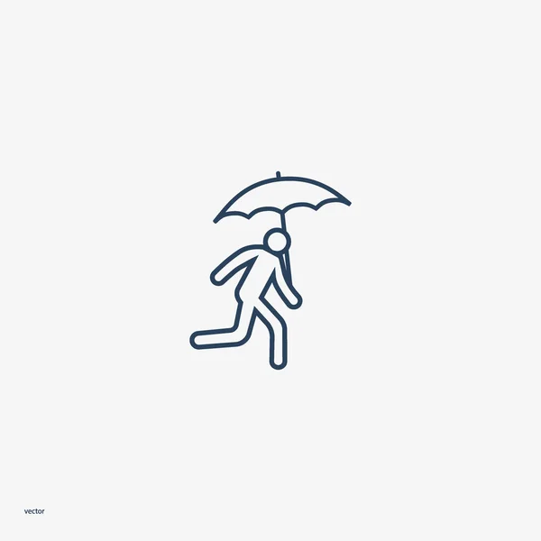 Running Avatar Umbrella Flat Icon Vector Illustration — Stock Vector