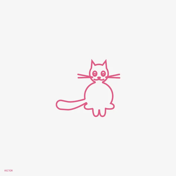 Icono Vectorial Minimalista Gato Amigable Divertido — Vector de stock