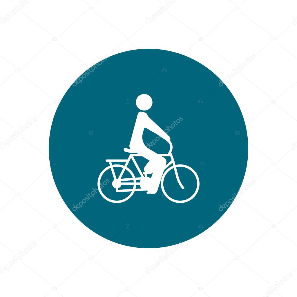Male silhouette riding bicycle simple icon 