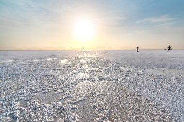 Eşek Ale Gölü tuzlu yüzey Danakil depresyon, Etiyopya, dünyanın en sıcak ayların biri